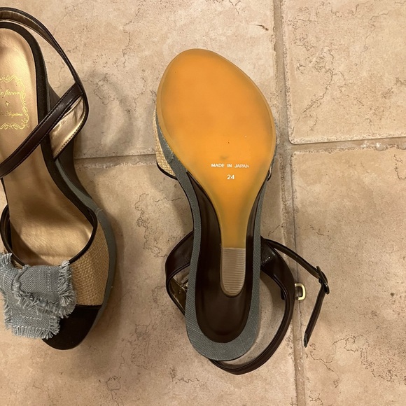 Viva Angelina Denim Brown Leather Wedge - Picture 5 of 6